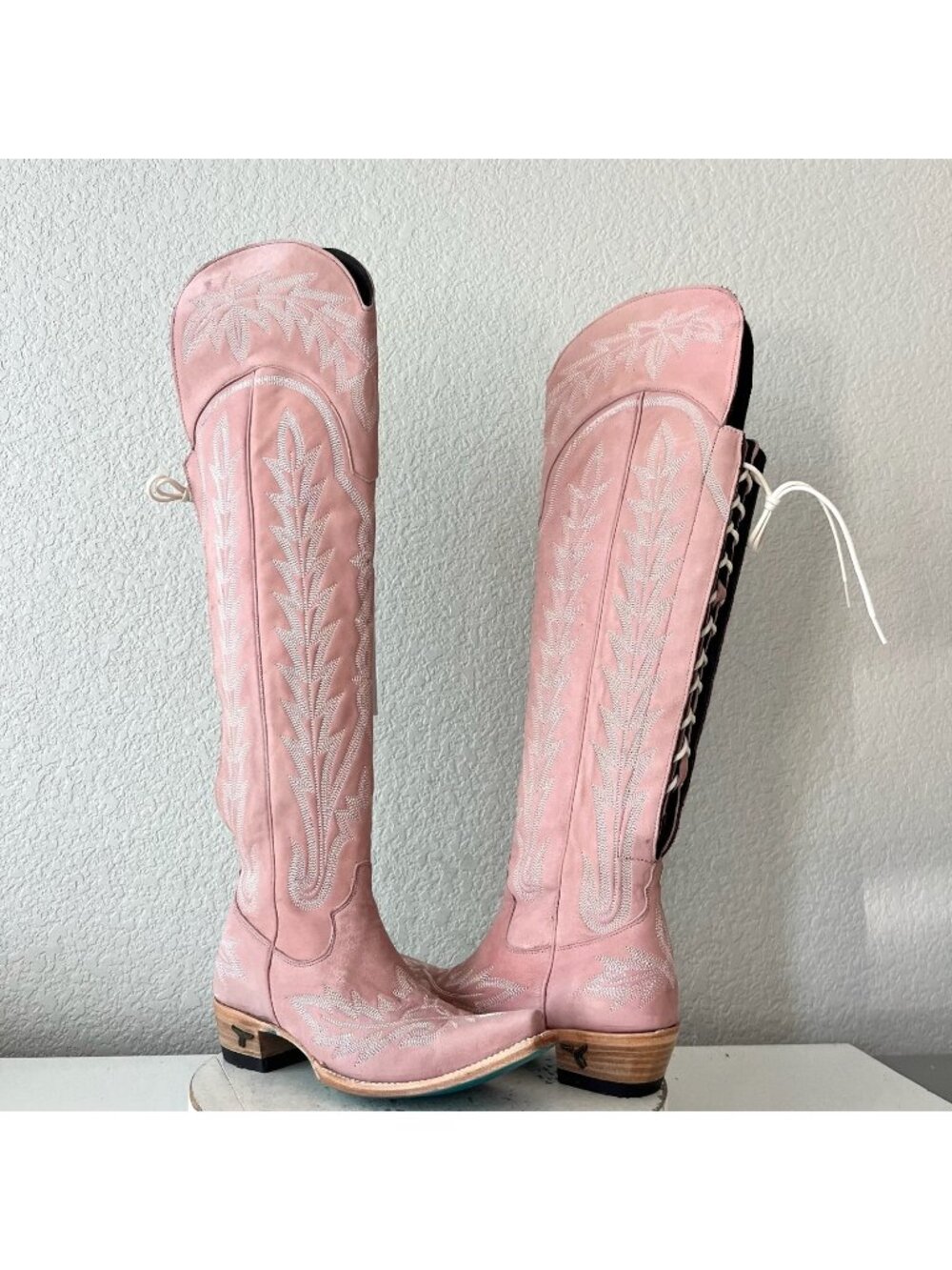 Lane LEXINGTON Over the Knee Cowboy Boots 7 Pink Western Cowgirl Snip Toe Size 7